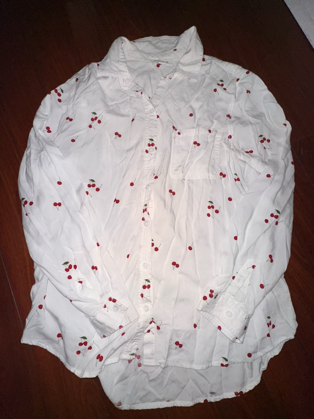 beachlunchlounge White Cherry-Print Button-Down Shirt